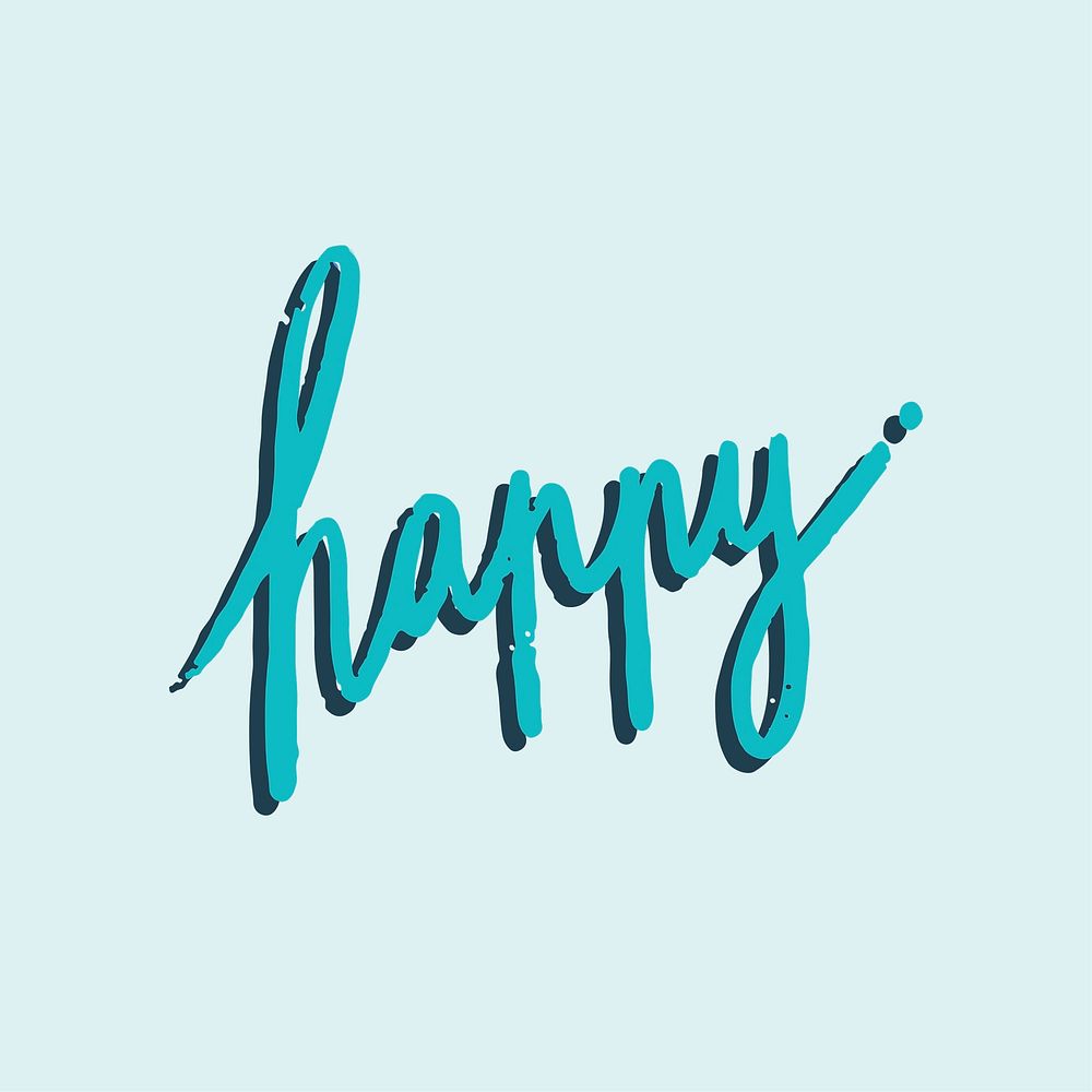 The word happy typography vector in green