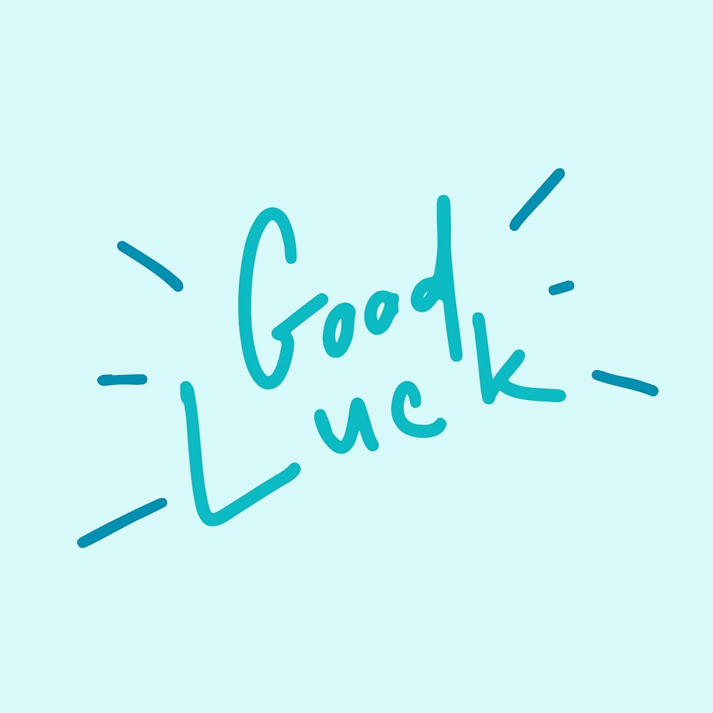 Good luck typography vector in blue