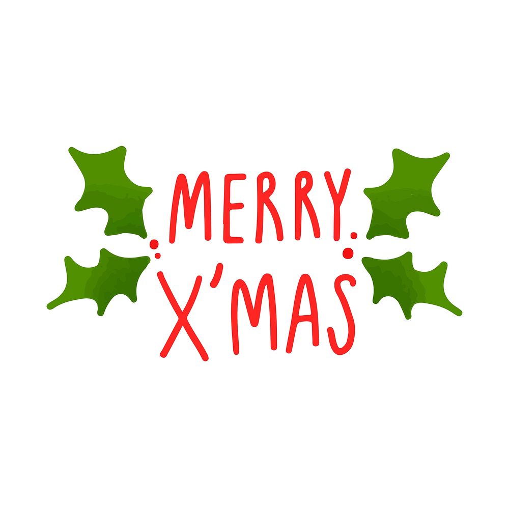 Merry Xmas typography vector in red