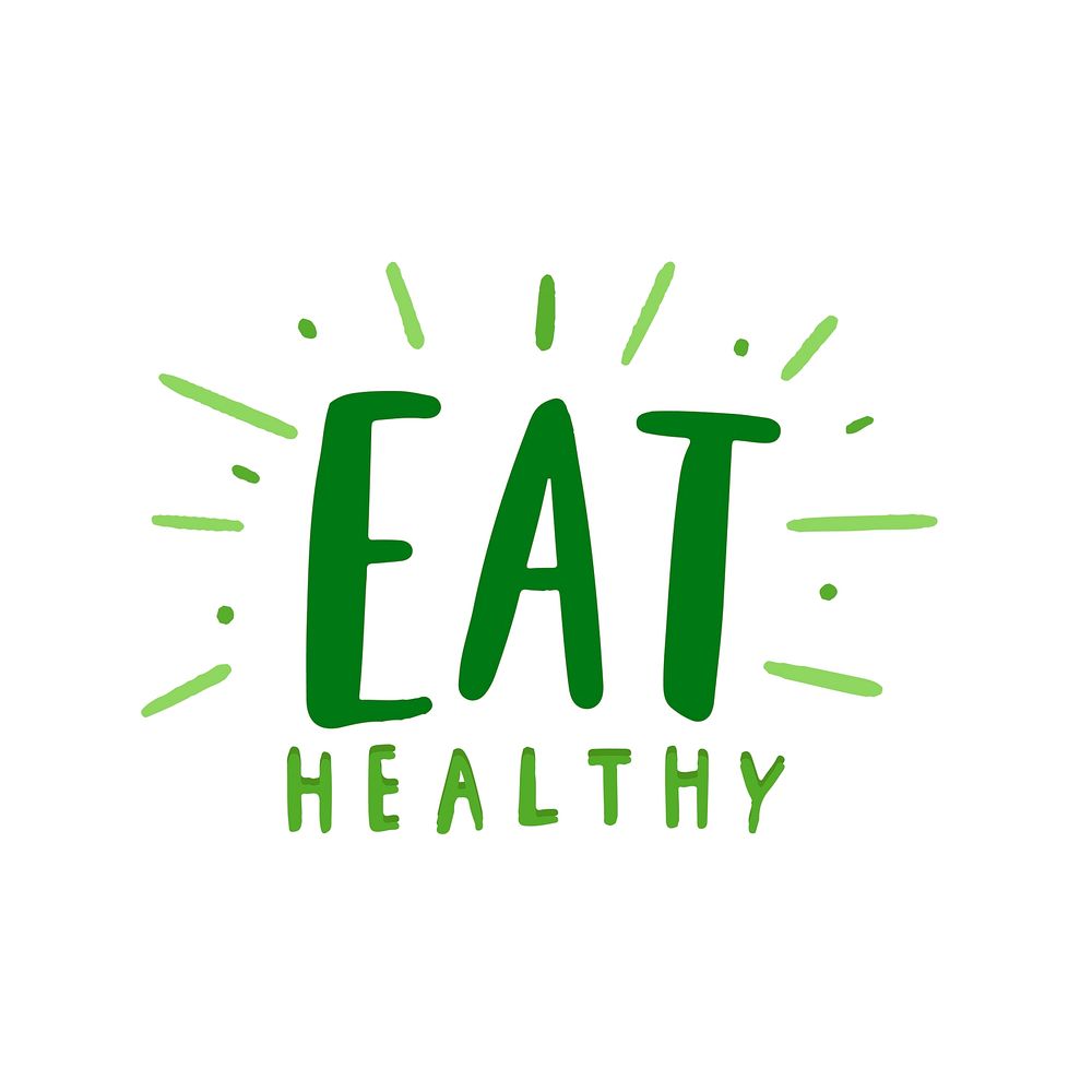 Eat healthy typography vector in green