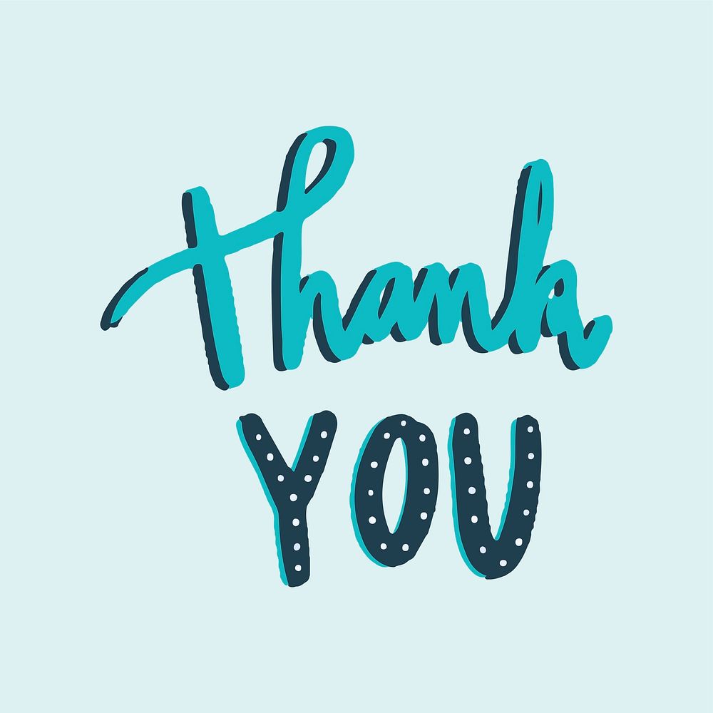 Thank you typography vector in green