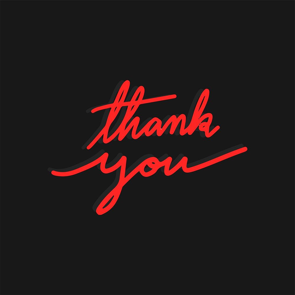 Thank you typography vector in red