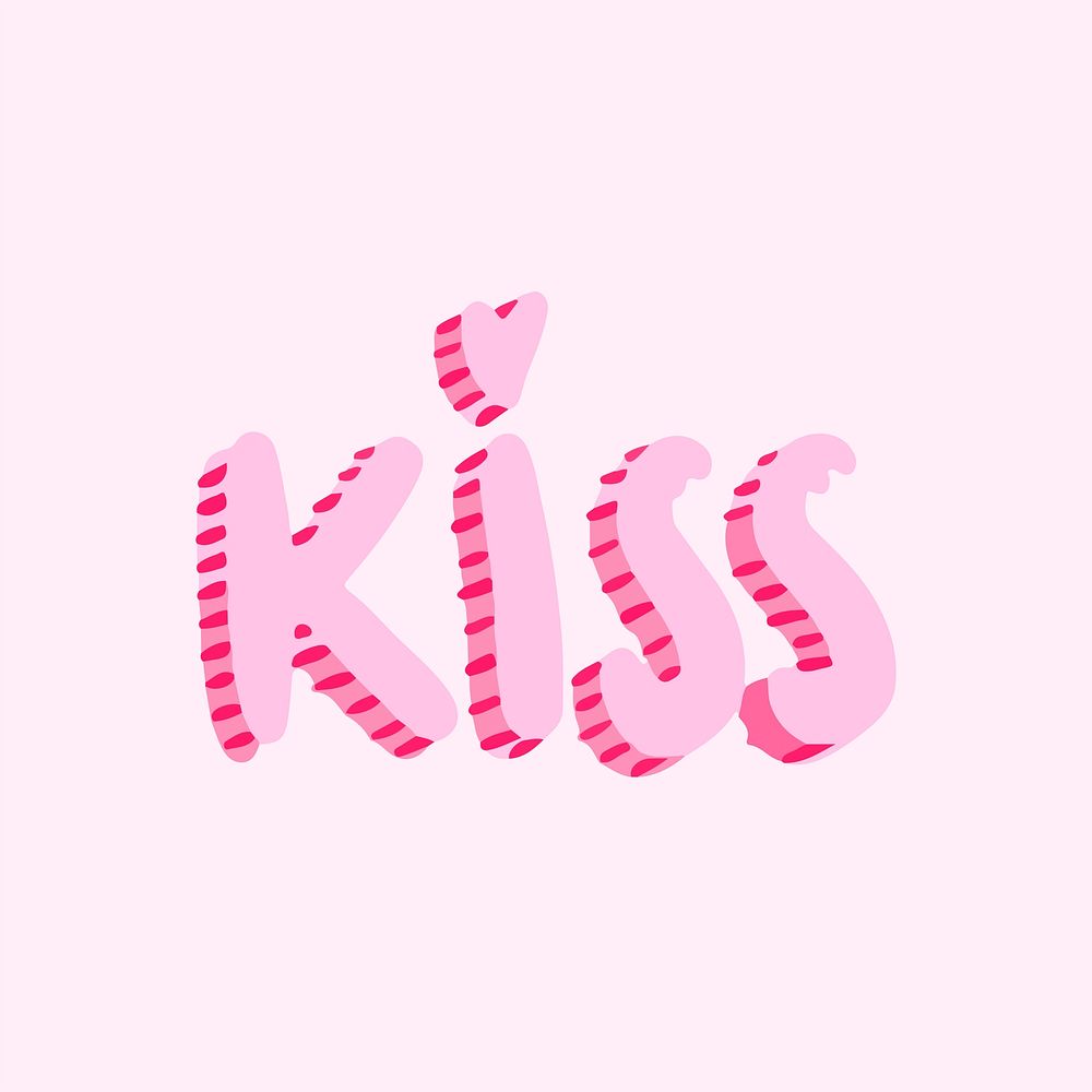 Kiss typography vector in pink