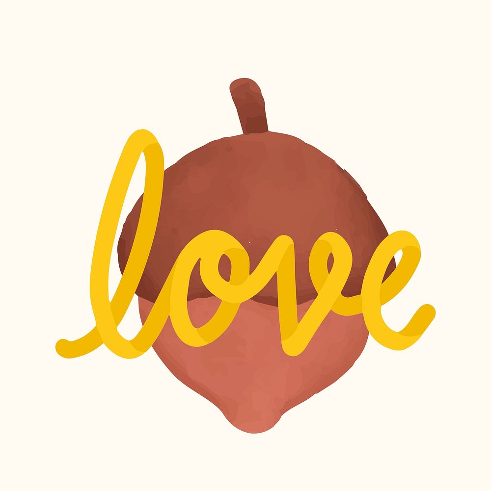 Love autumn season acorn illustration