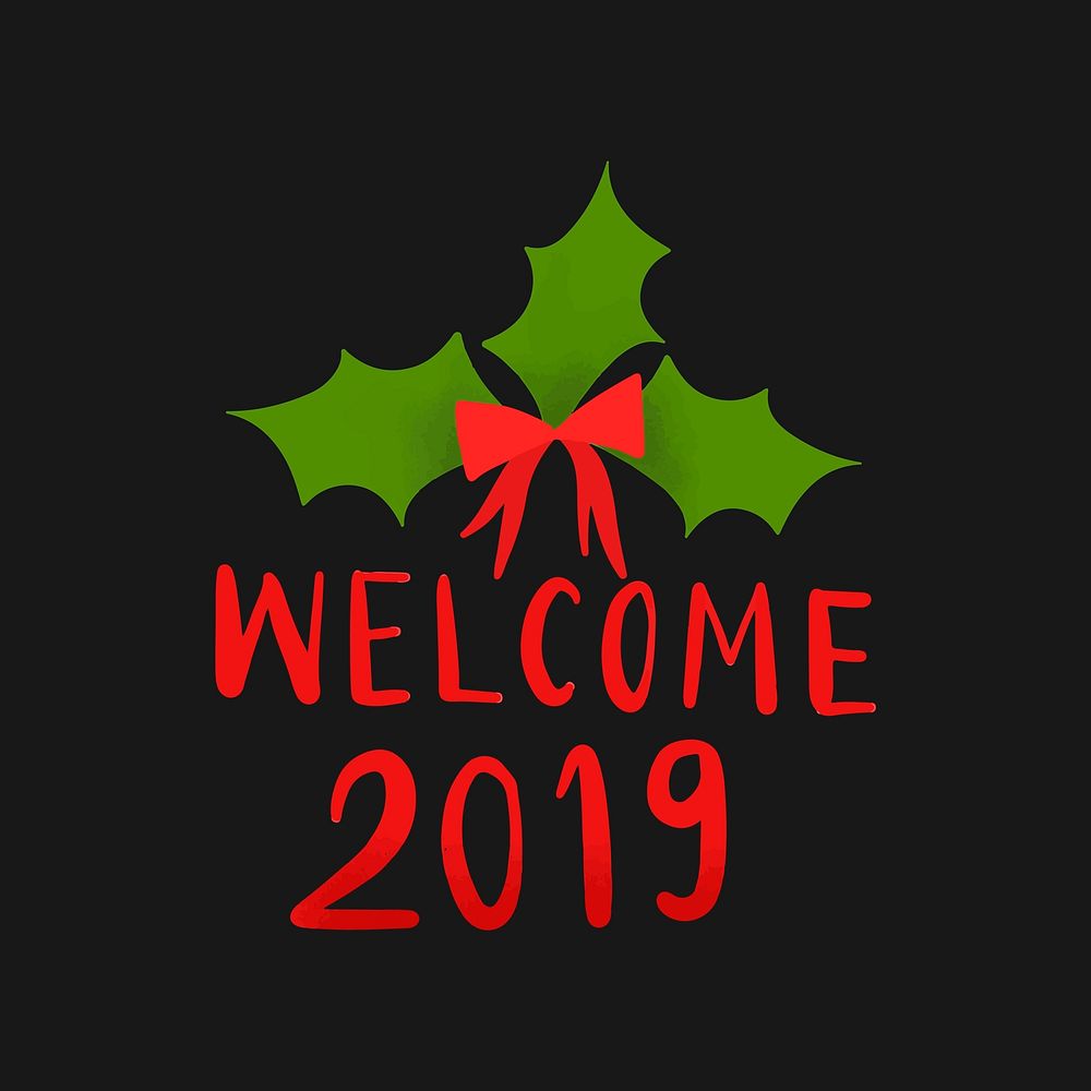 Welcome 2019 typography vector in red