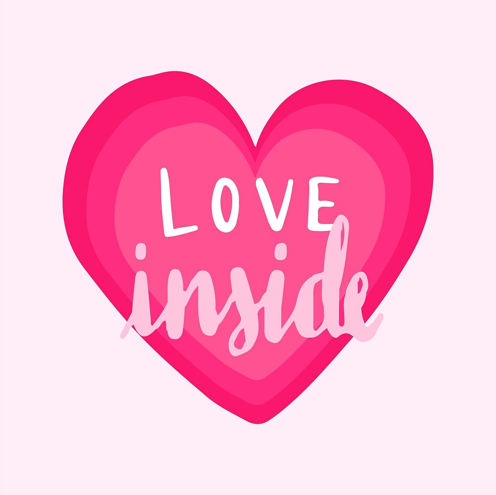 Love inside typography vector in a heart