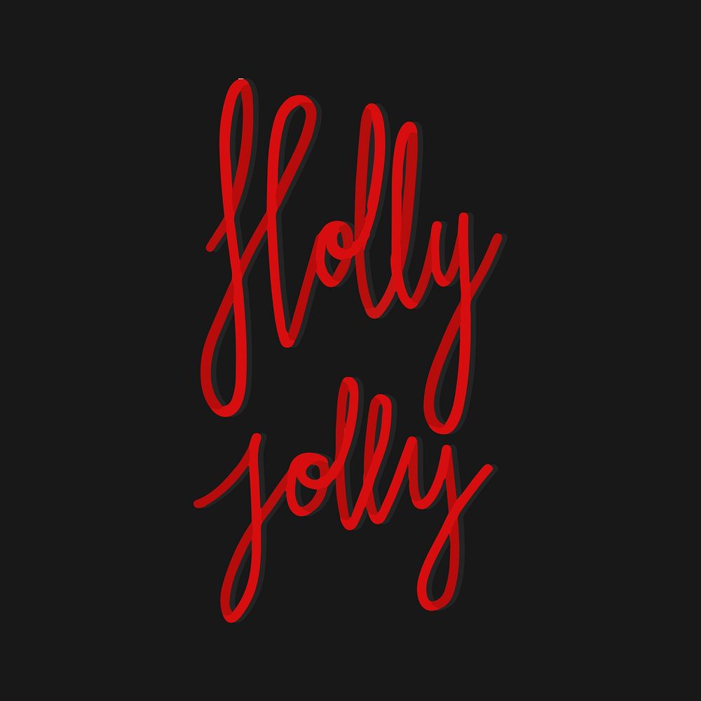 Holly jolly typography vector in red