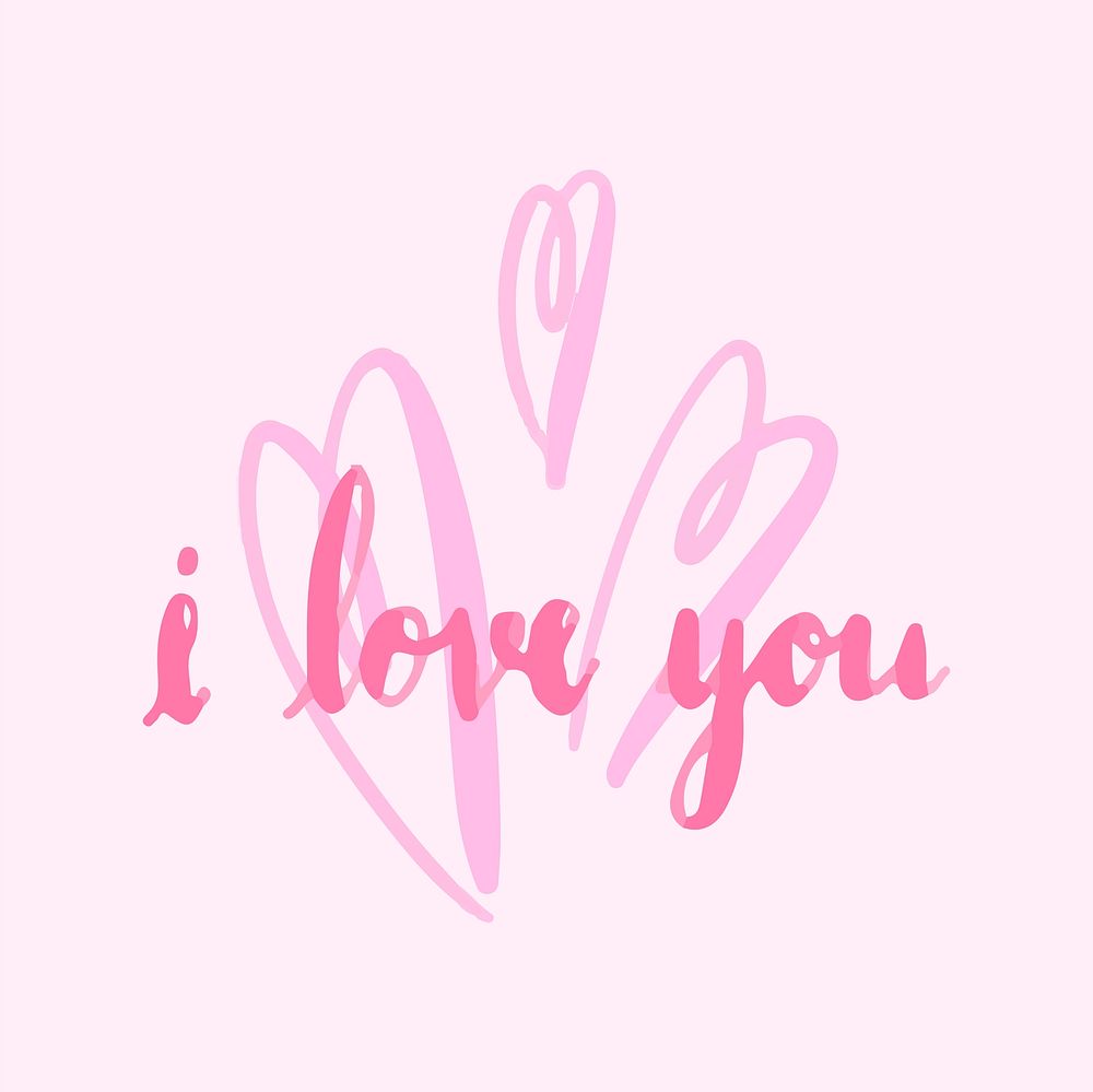 I love you typography vector in pink