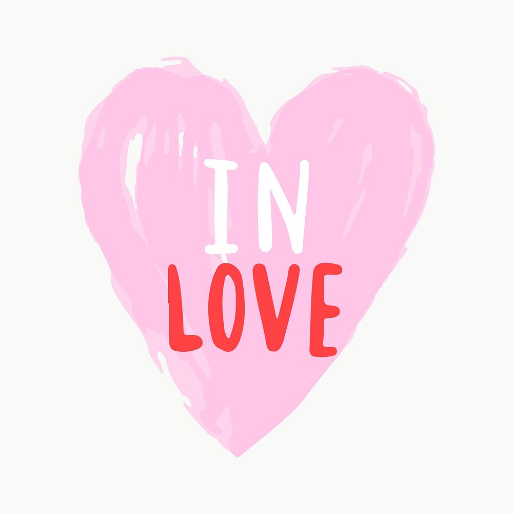 In love typography vector in a heart
