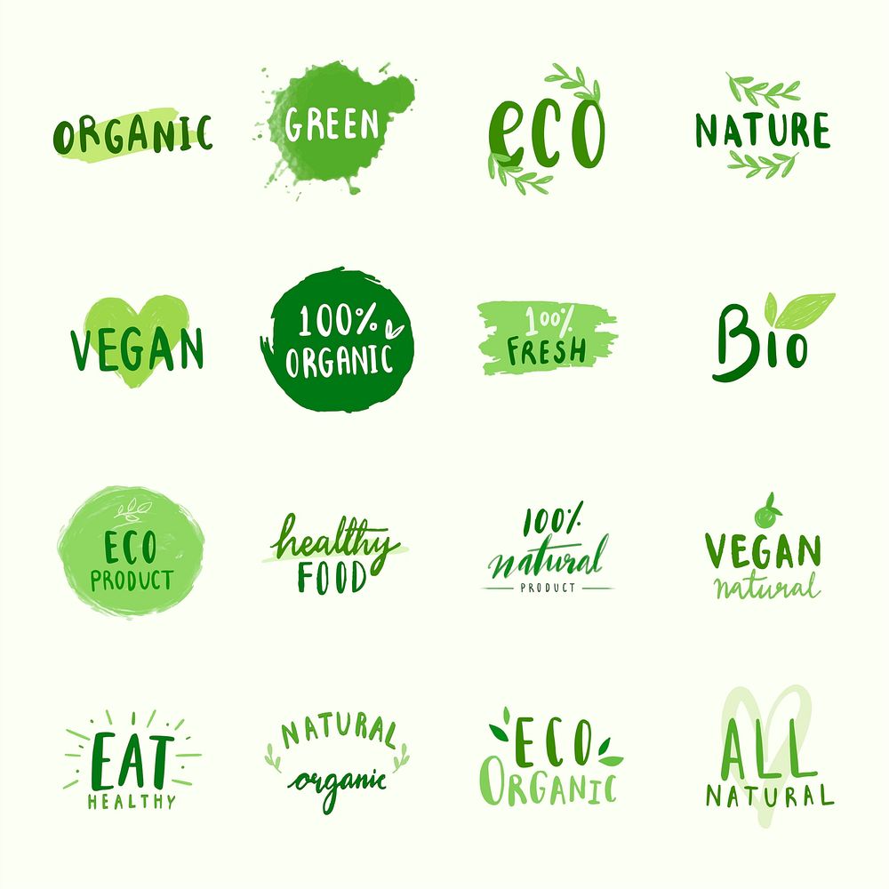 Collection of environmental friendly typography vectors
