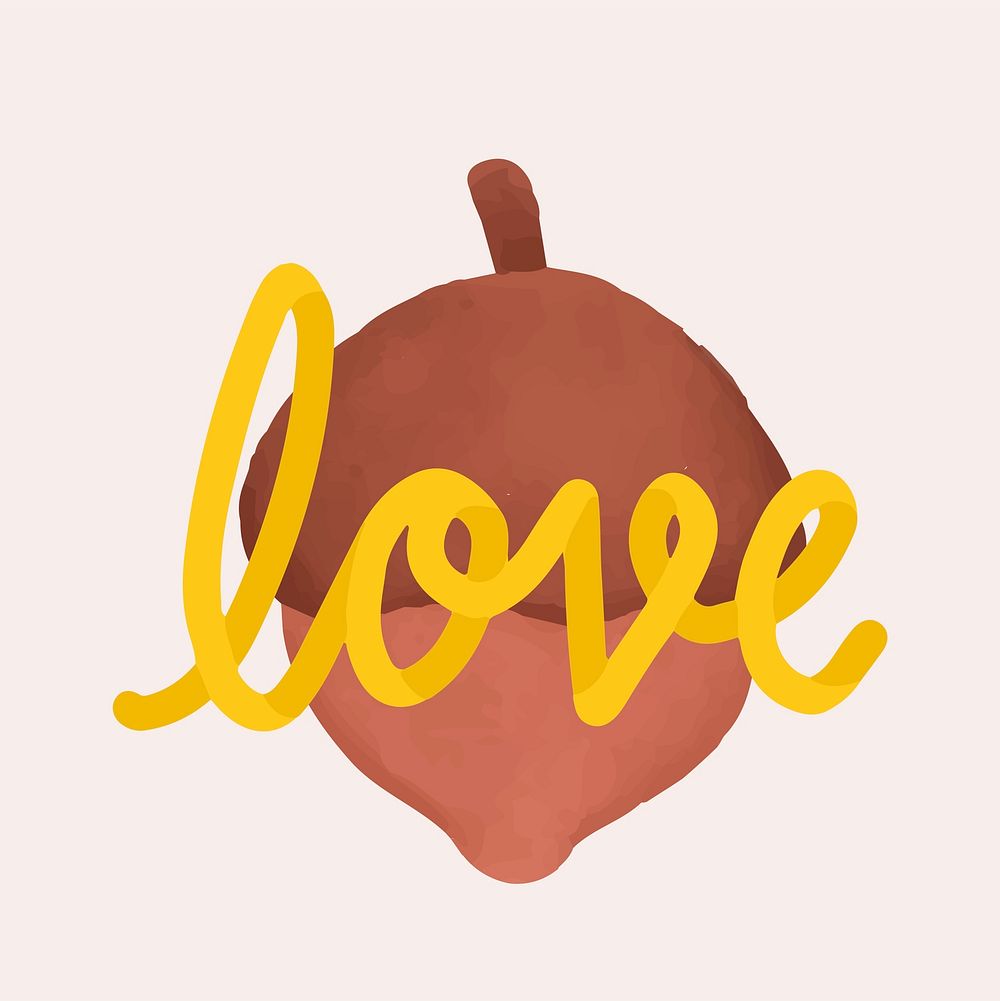 Love autumn season acorn illustration