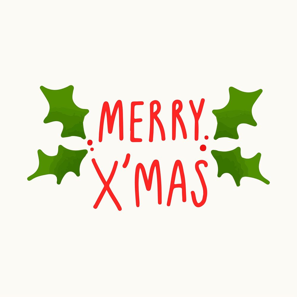 Merry Xmas typography vector in red