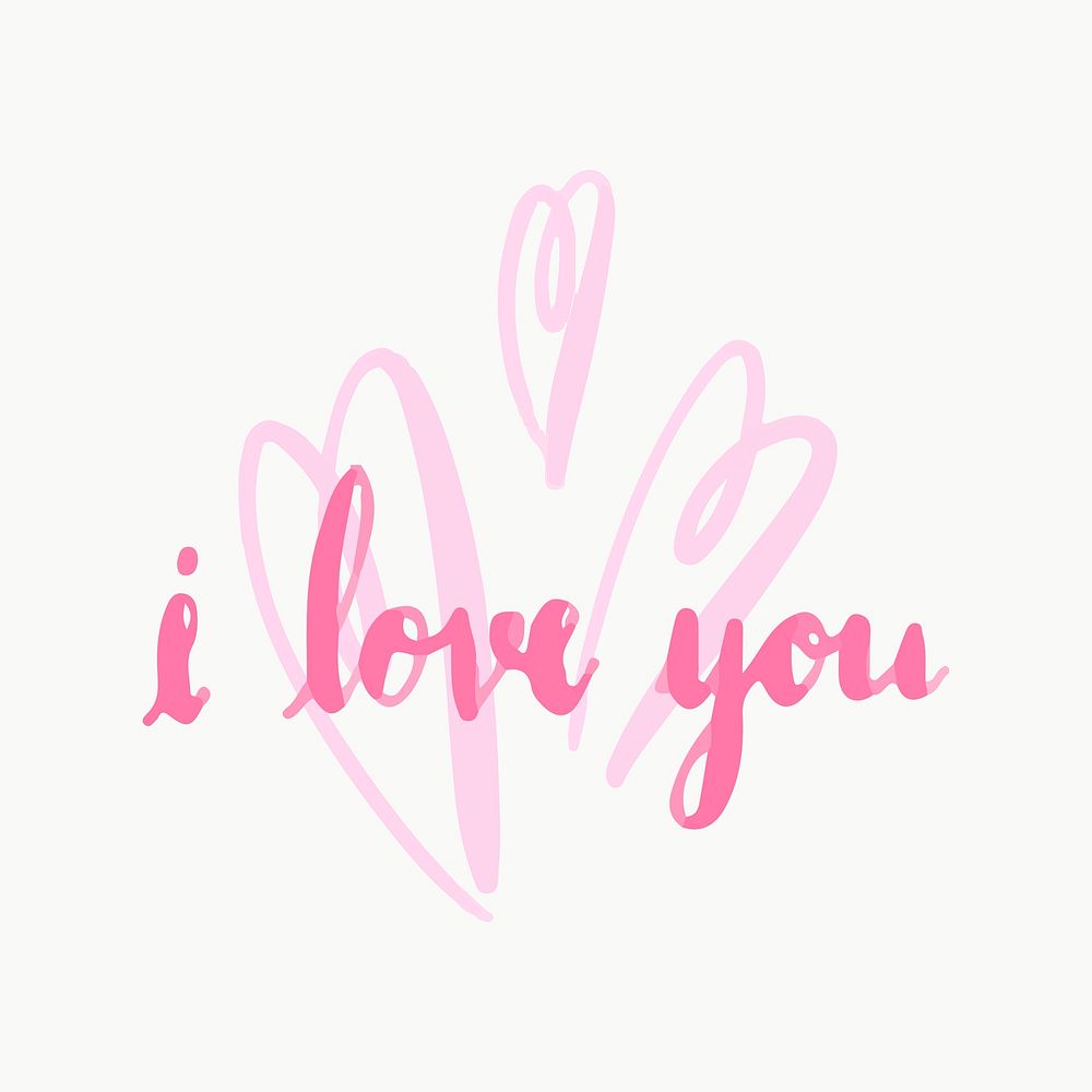 I love you typography vector in pink