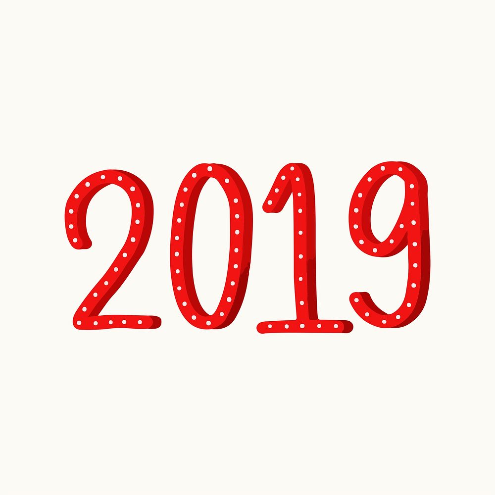 New year 2019 vector in red color