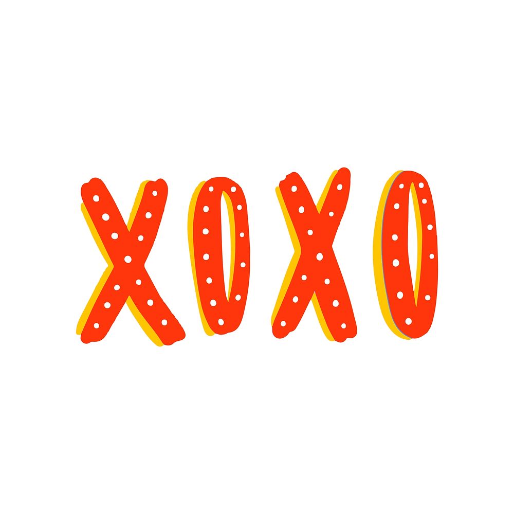 Xoxo typography vector in orange