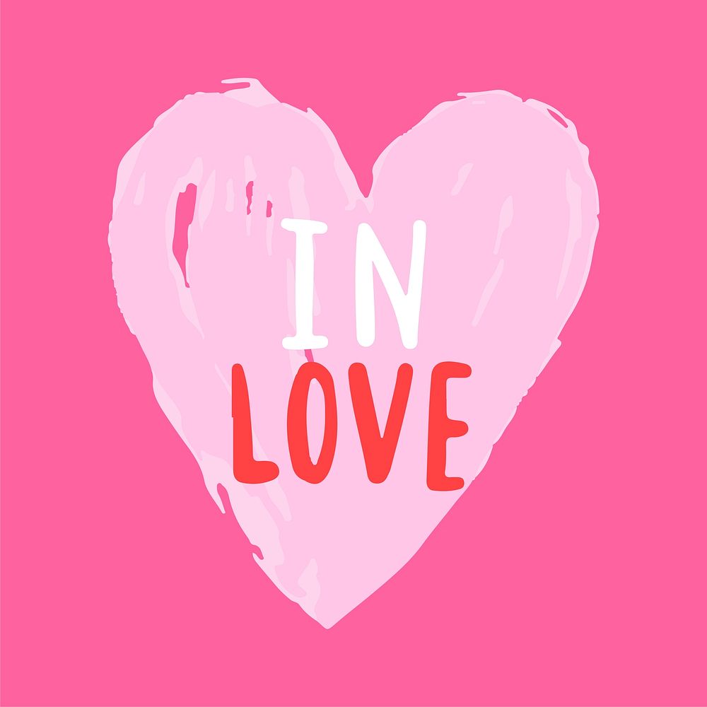 In love typography vector in a heart