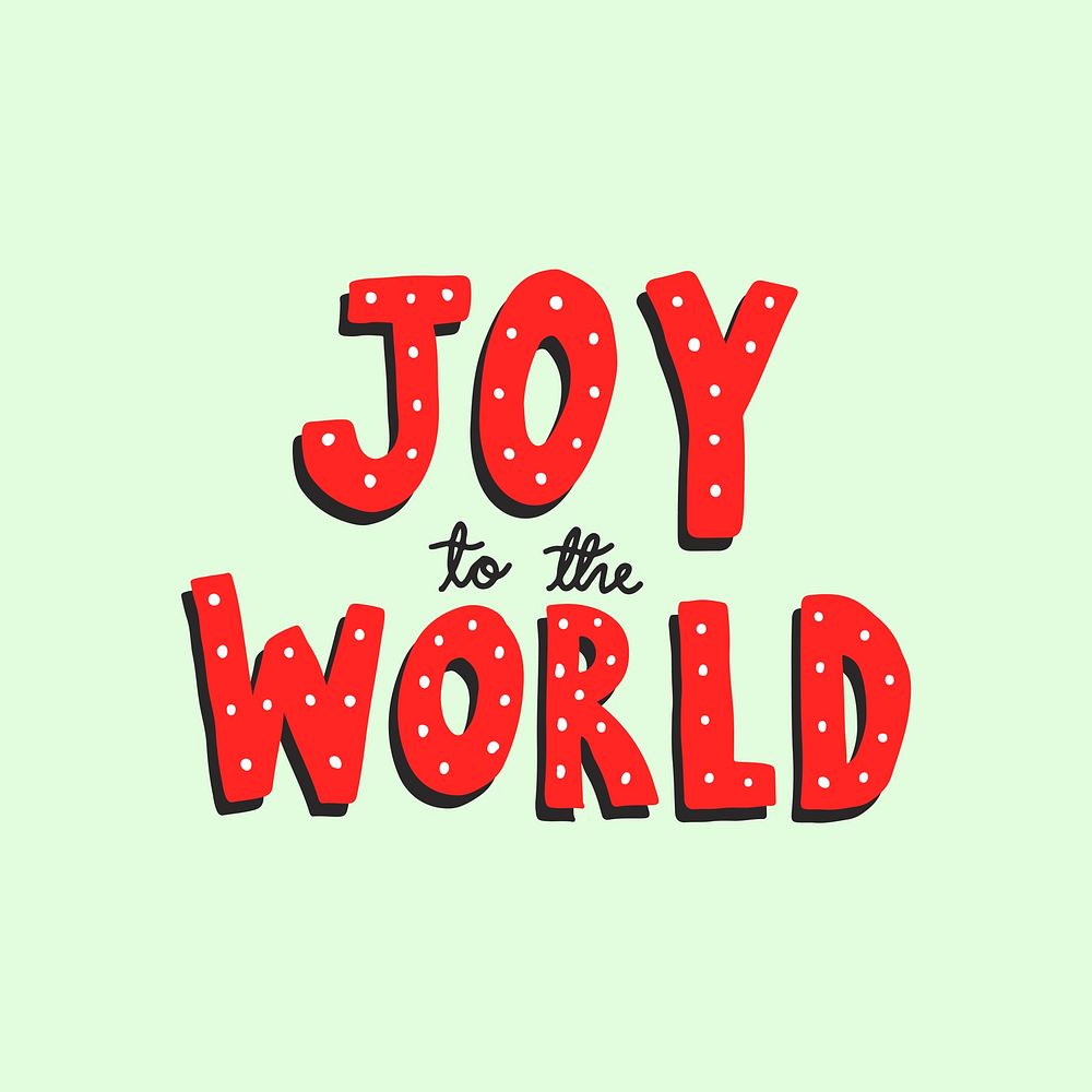 Joy to the world typography in red