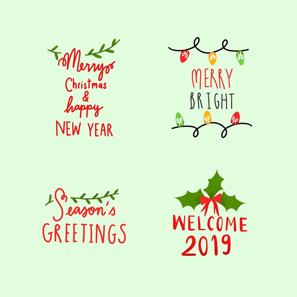 Collection of holiday typography vectors
