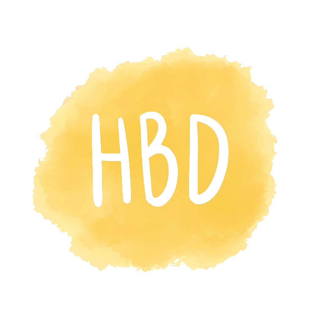 HBD typography vector in yellow