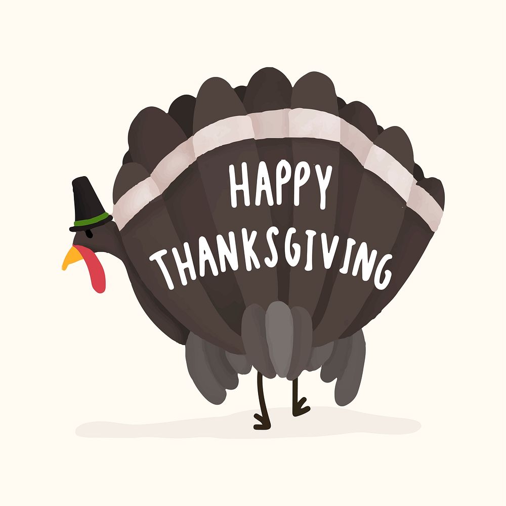 Happy Thanksgving day turkey illustration | Free Vector - rawpixel