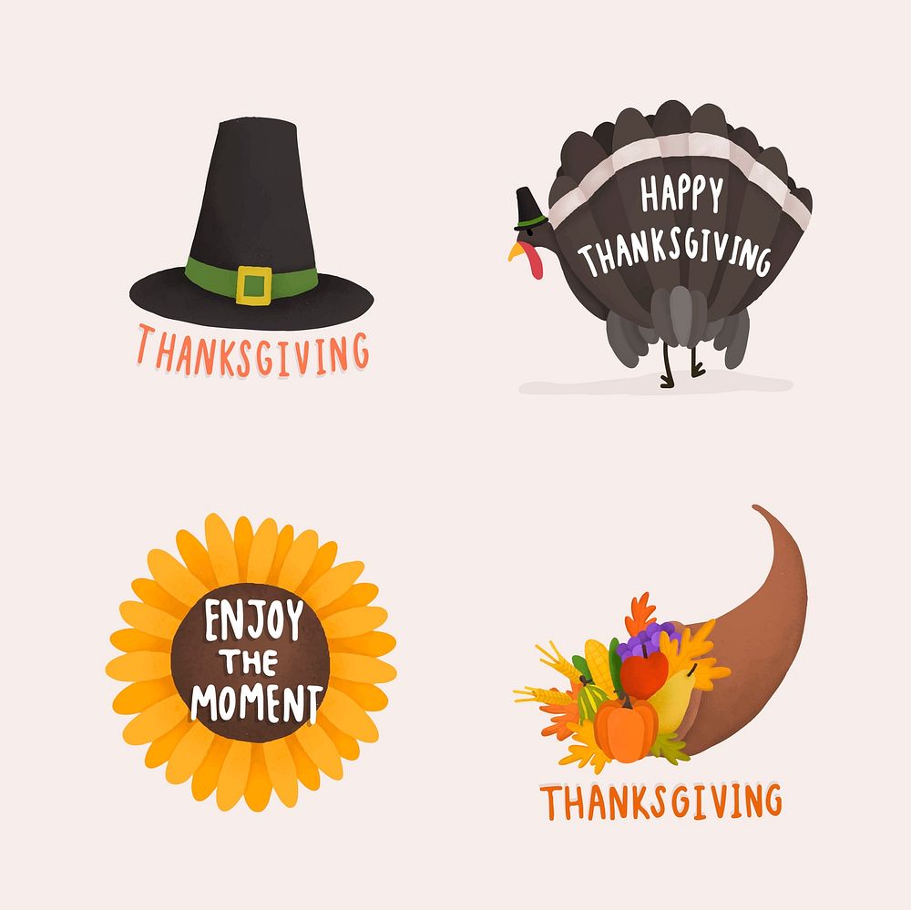 Set of Thanksgiving and autumn illustrations