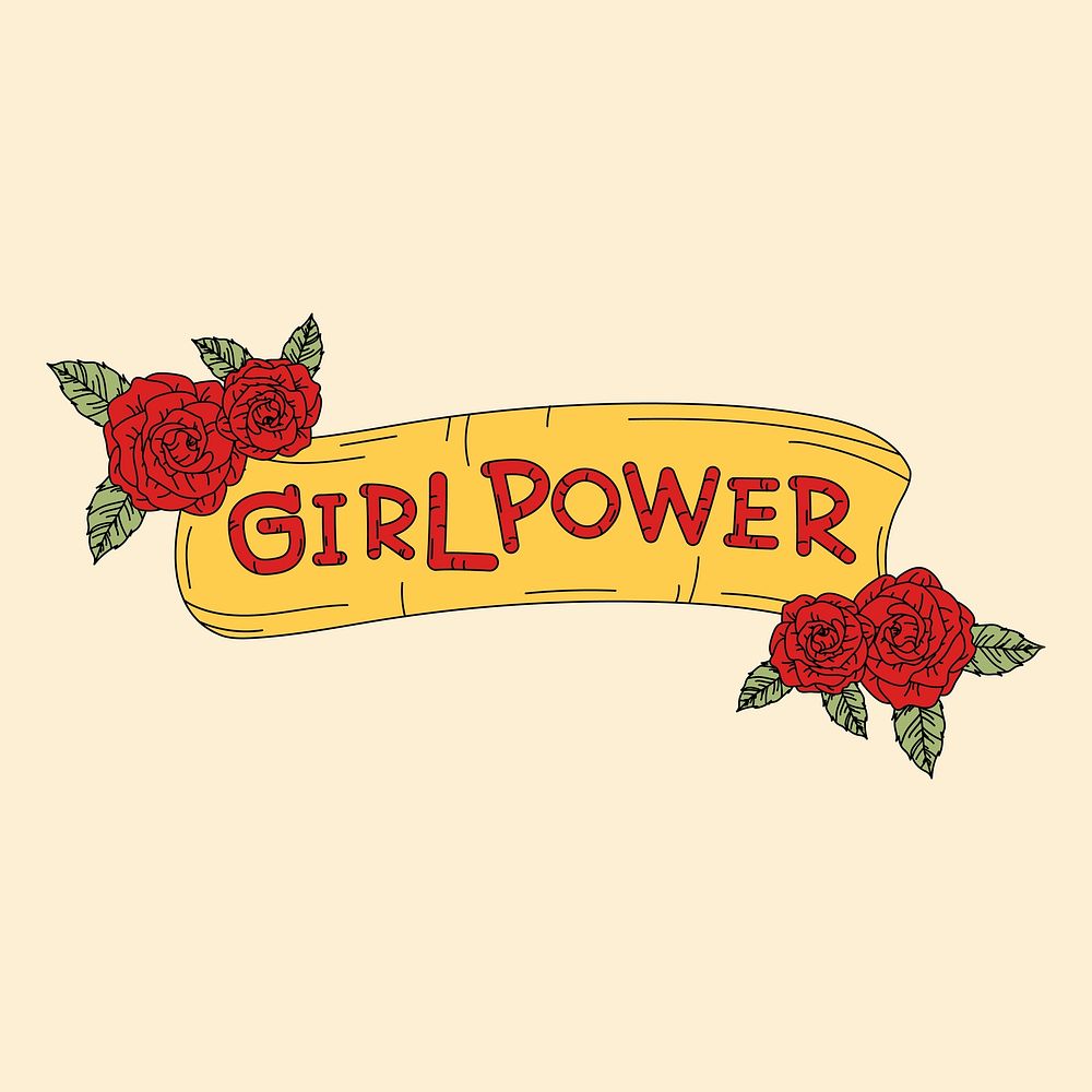 Girl power banner with flowers vector