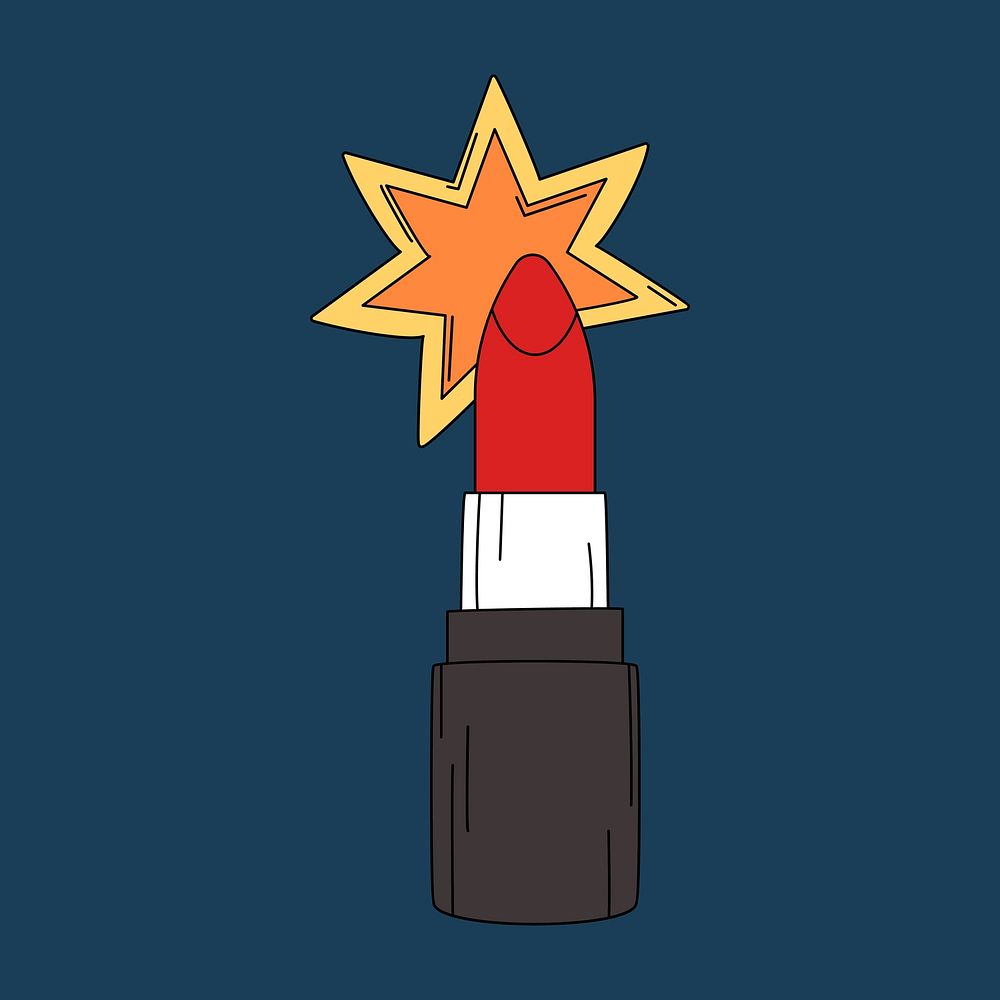 Bright red lipstick sticker vector