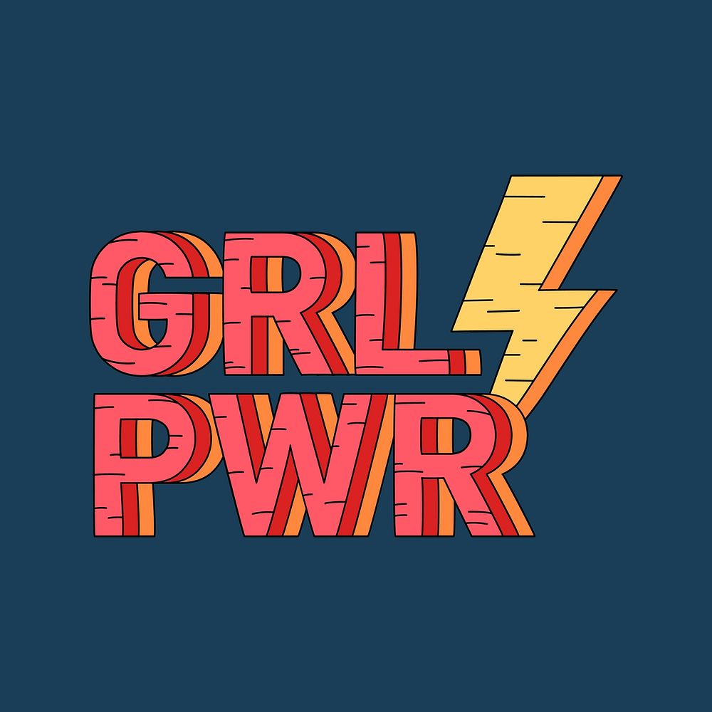 Grl Pwr girl power badge vector
