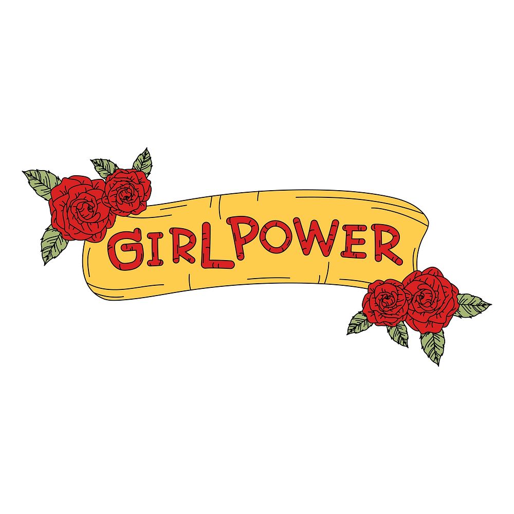Girl power banner with flowers vector