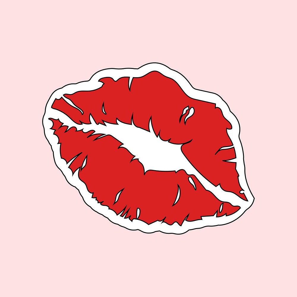 Red lipstick print sticker vector