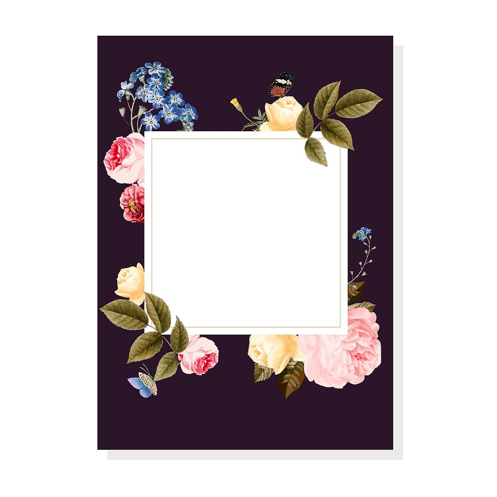 Blank floral frame card illustration