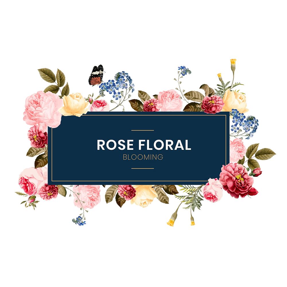 Blooming rose floral frame illustration