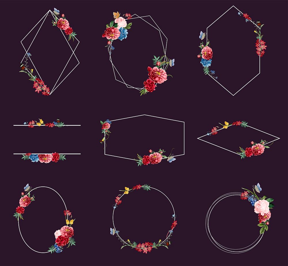 Set of floral frame illustrations