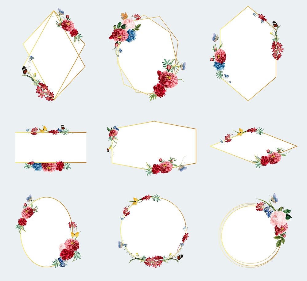 Set of floral frame illustrations