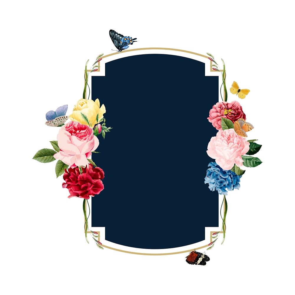 Blank floral frame card illustration