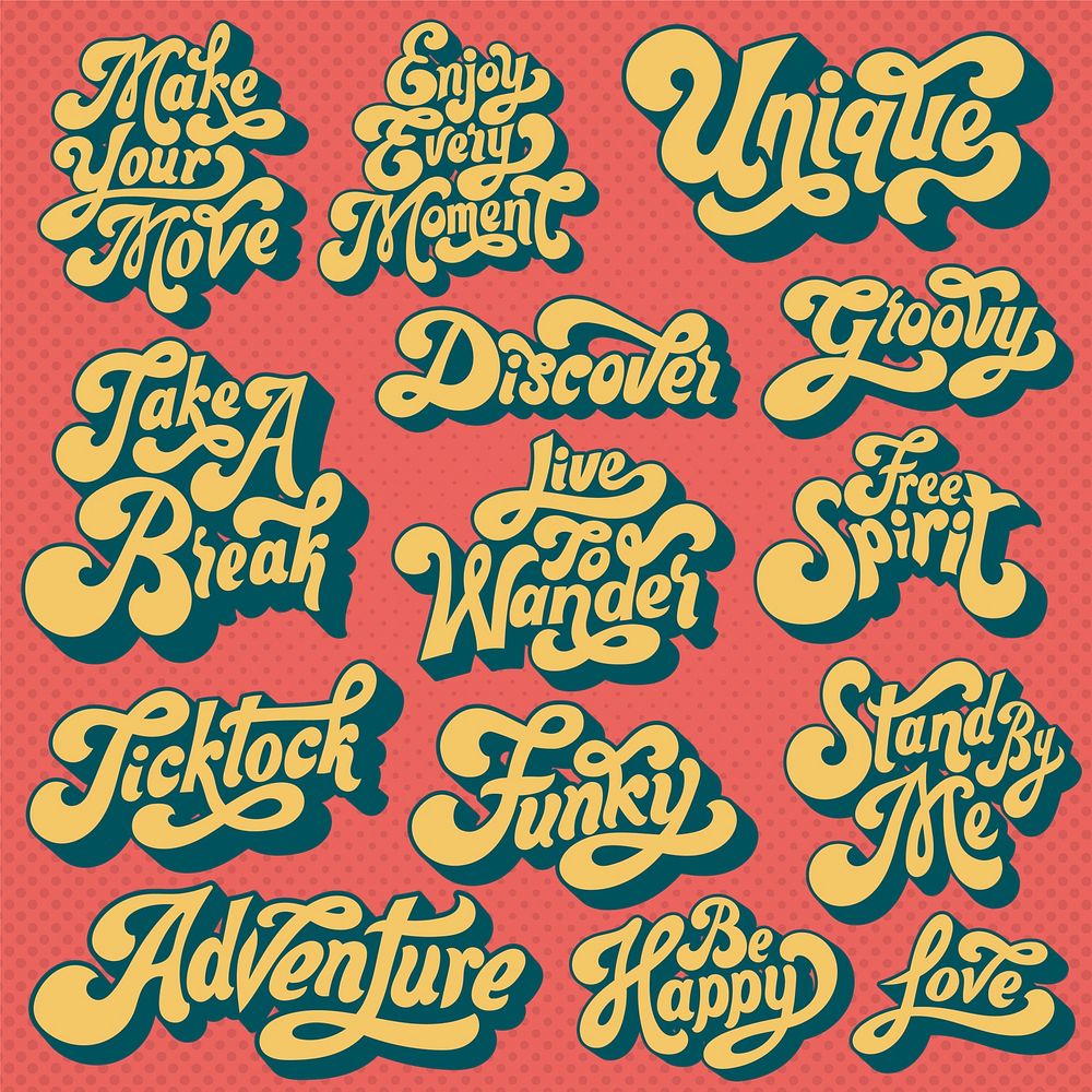 Mixed set of motivational typography
