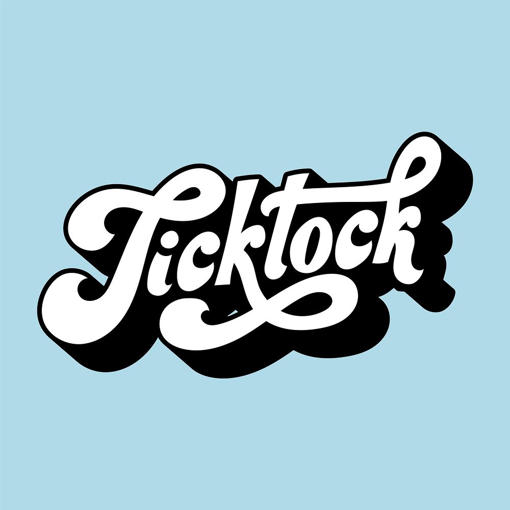 Tick tock word typography style illustration
