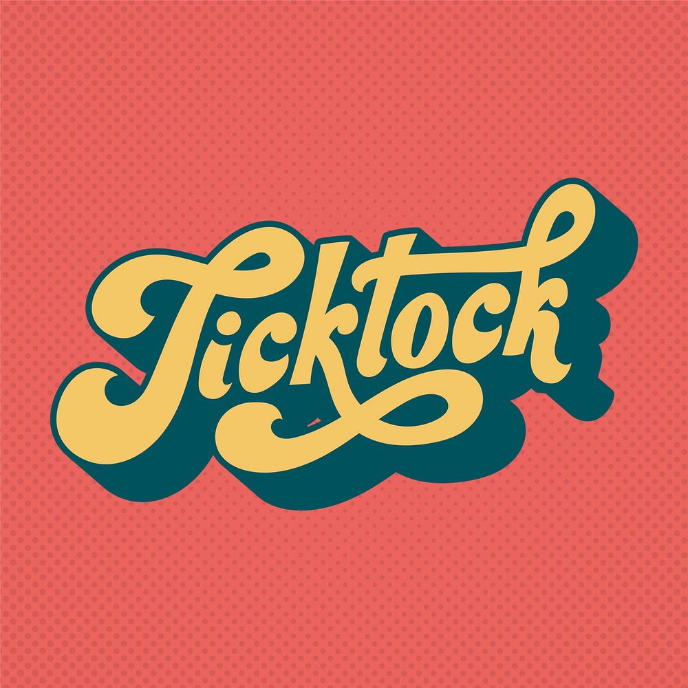 Tick tock word typography style illustration