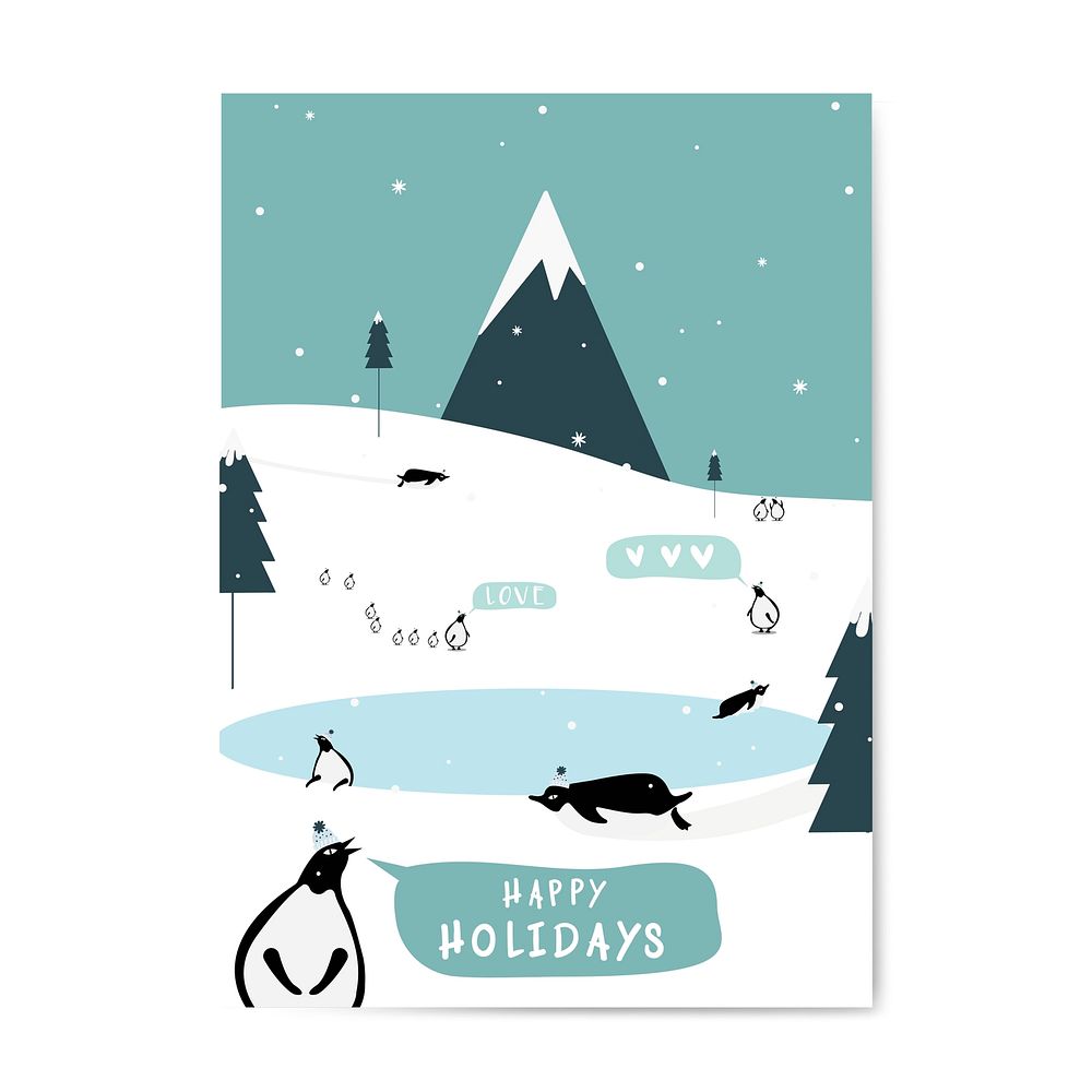 Winter themed postcard design vector