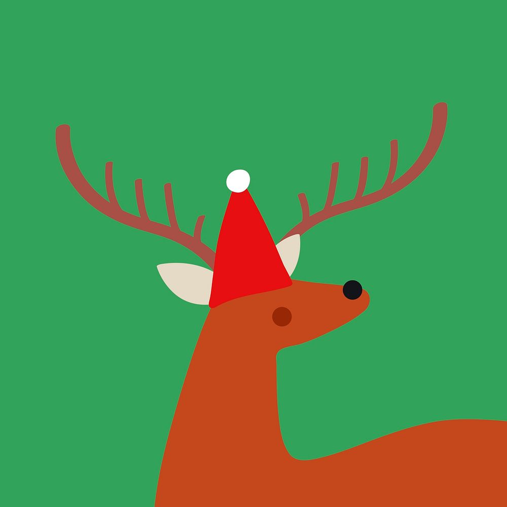 Cute deer with a Christmas hat vector design