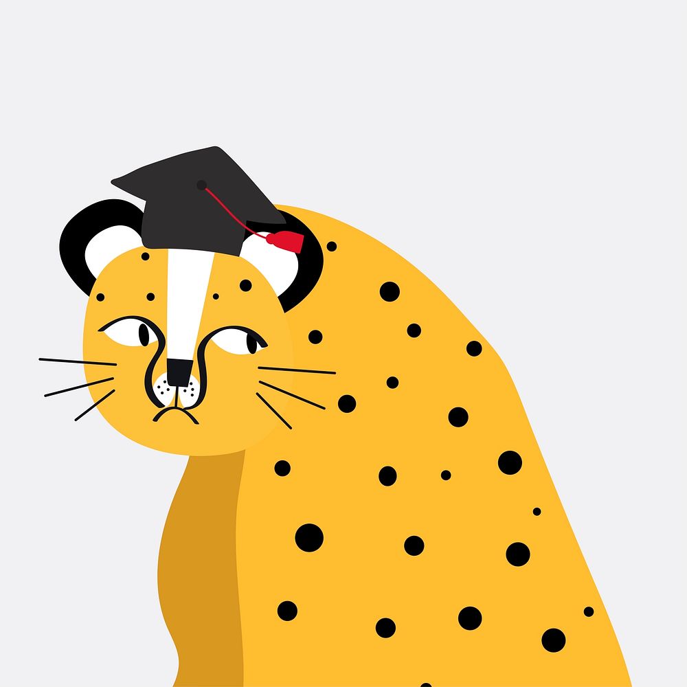 Cute cheetah wearing a graduation hat vector