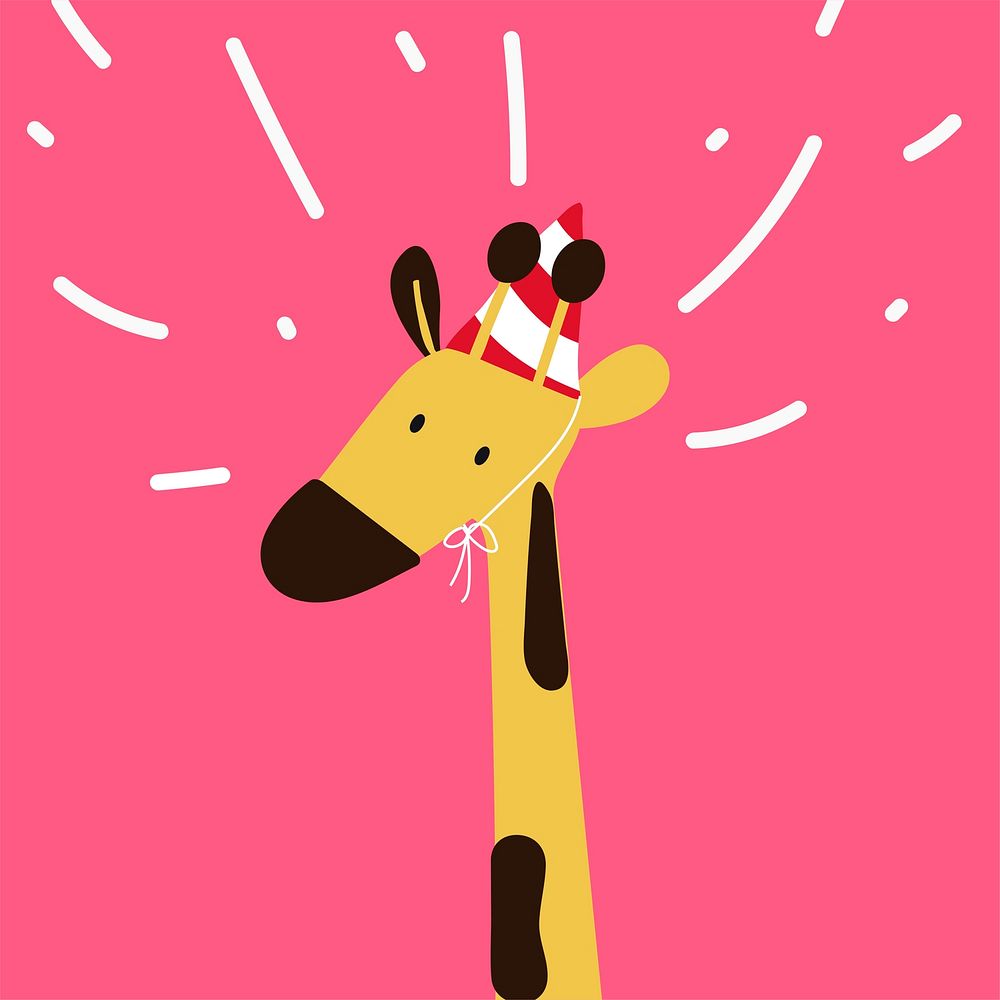 Giraffe in a cartoon style wearing a party hat vector