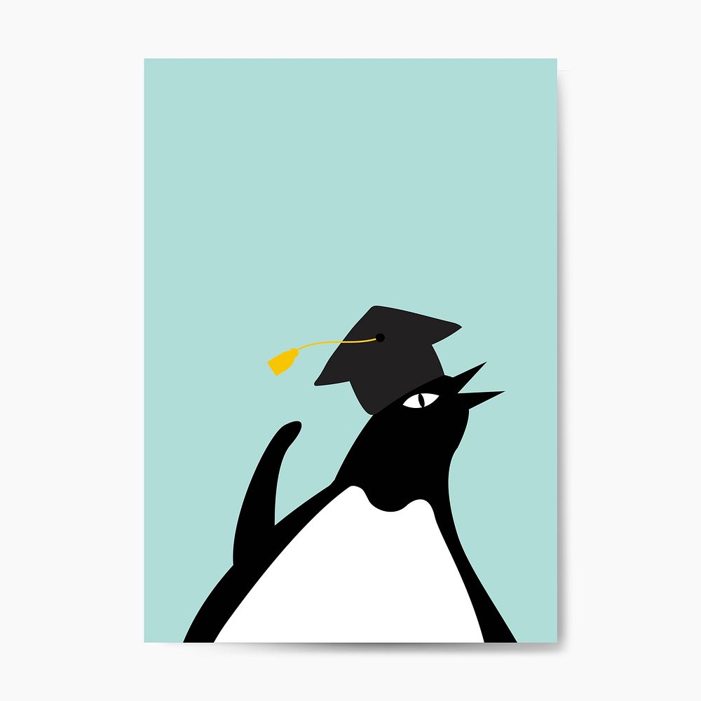Cute penguin with a graduation hat cartoon vector