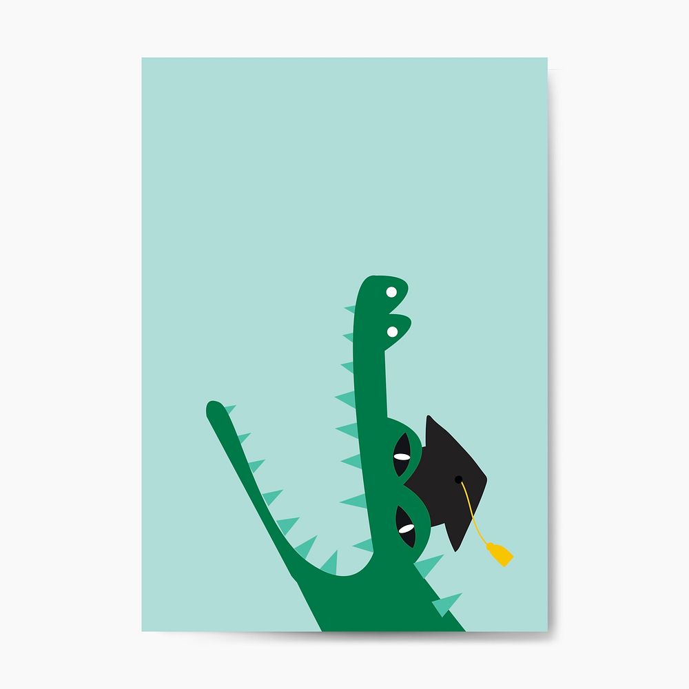 Aquatic cartoon crocodile wearing a graduation hat vector