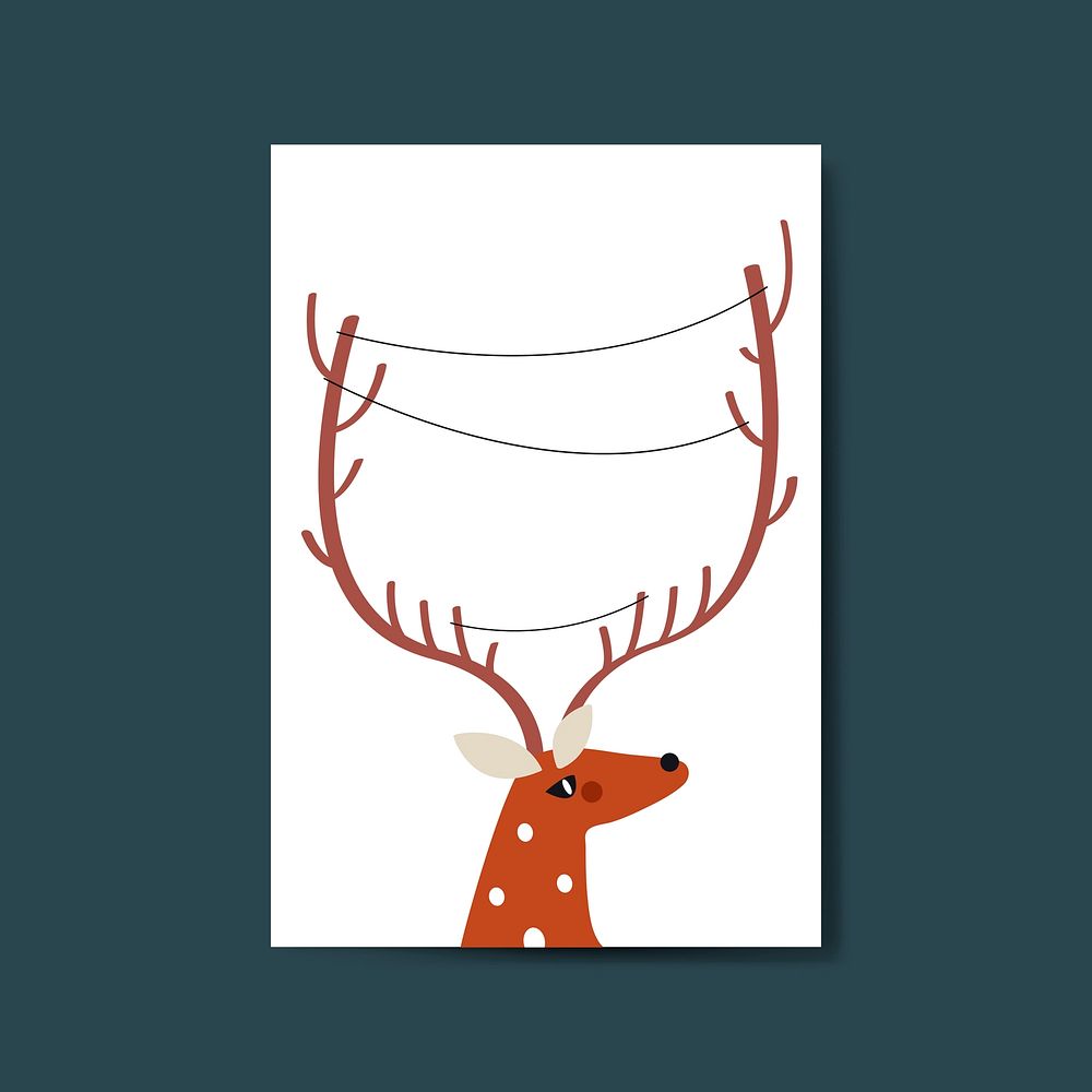 Reindeer head with lines around horn vector