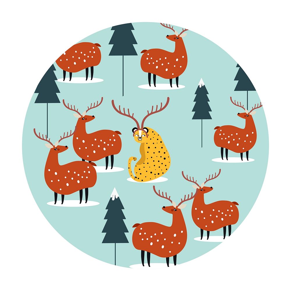Seamless background with reindeers and leopard vector