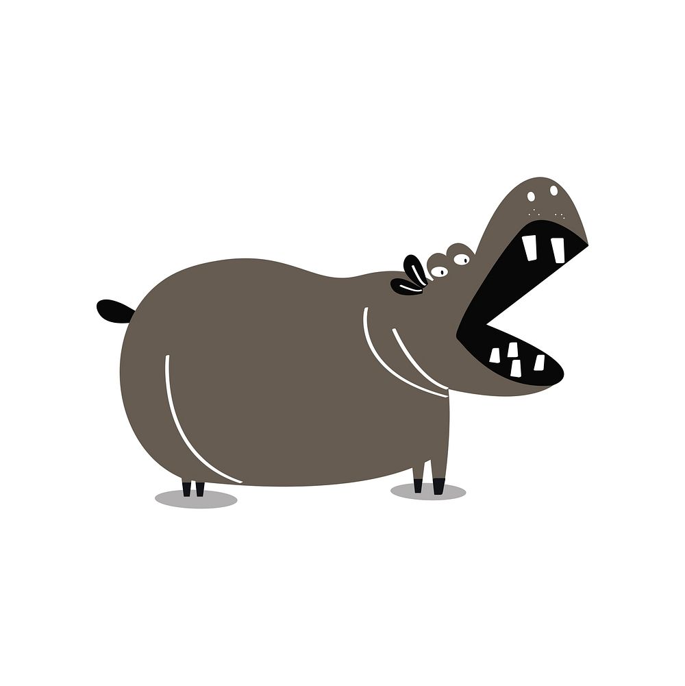 Cute wild hippo cartoon illustration