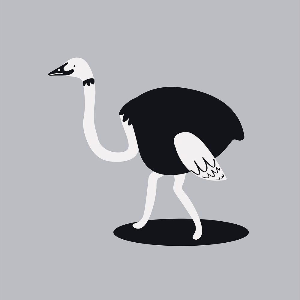Cute wild ostrich cartoon illustration