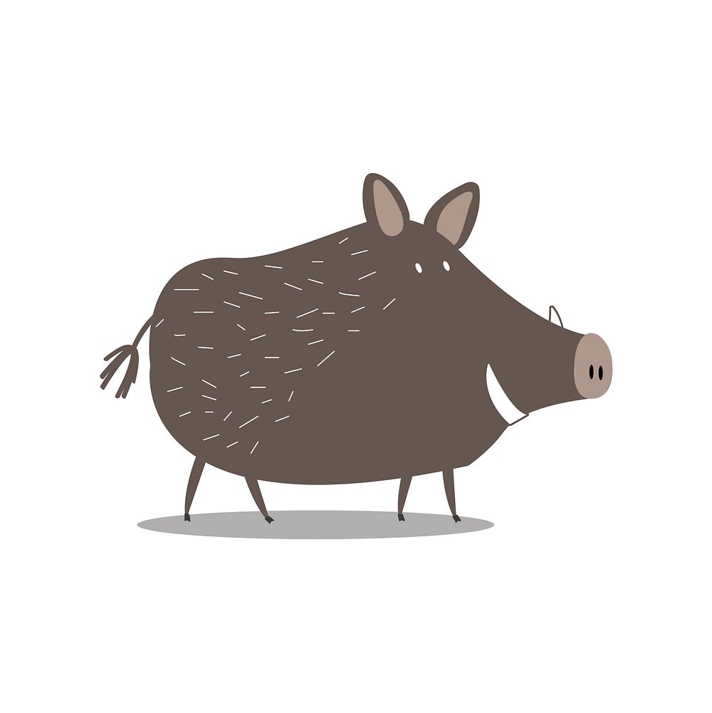 Cute wild boar cartoon illustration