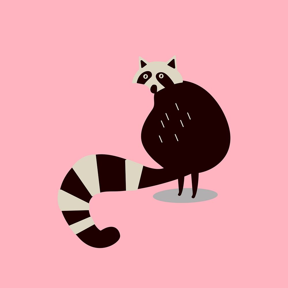 Black raccoon animal cute wildlife cartoon illustration for kids